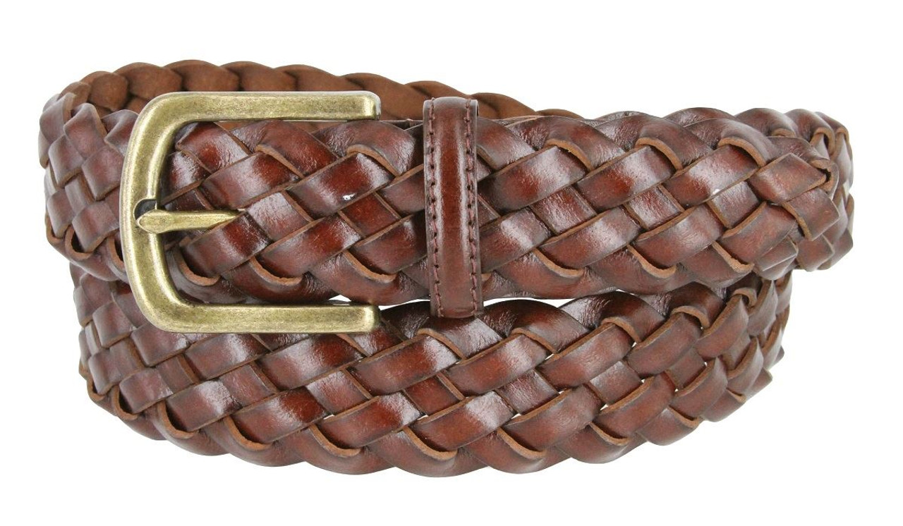 20152 Men's Genuine Leather Braided Woven Casual Dress Belt 1-3/8