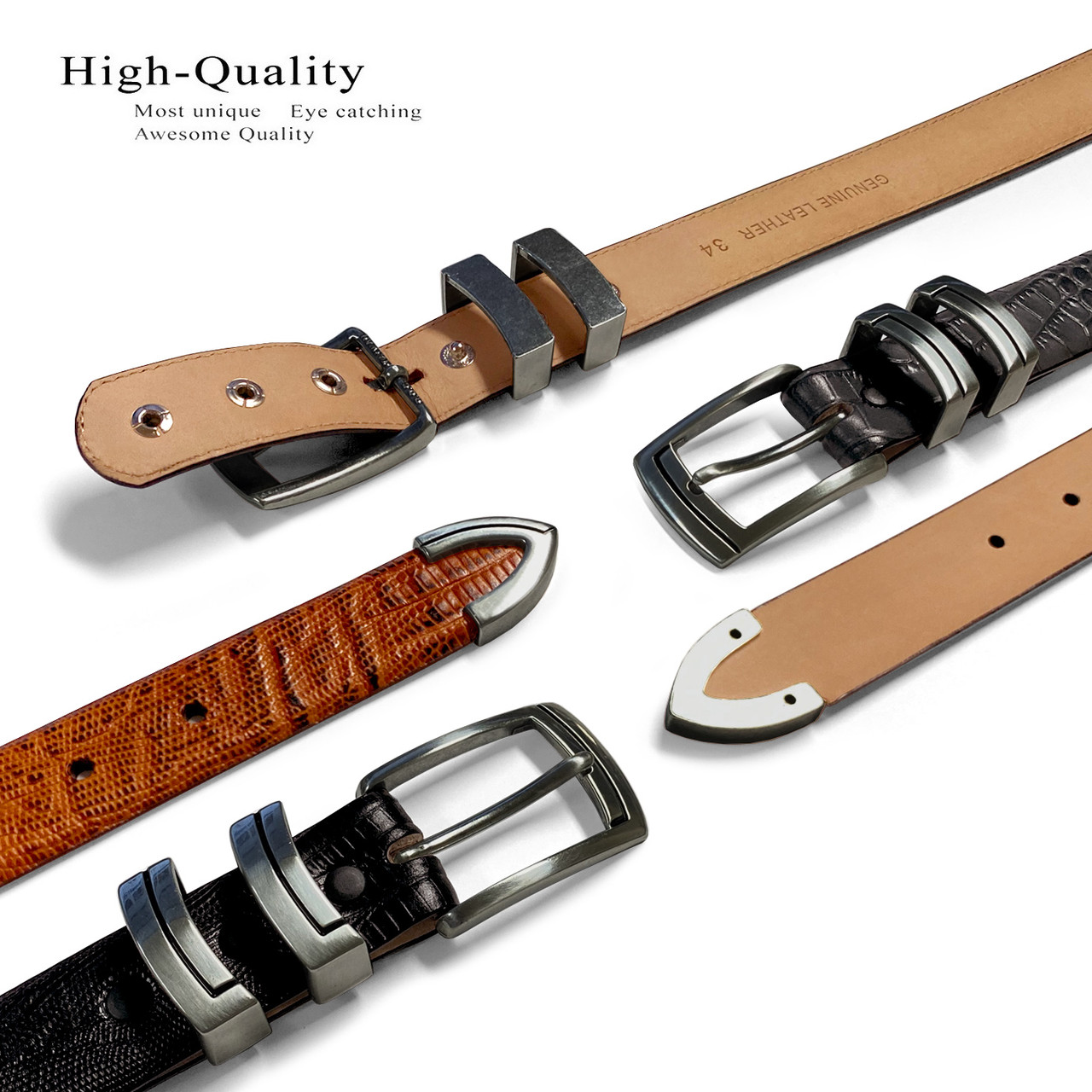 8191 Gun Italian Calfskin Genuine Leather Designer Golf Dress Belt