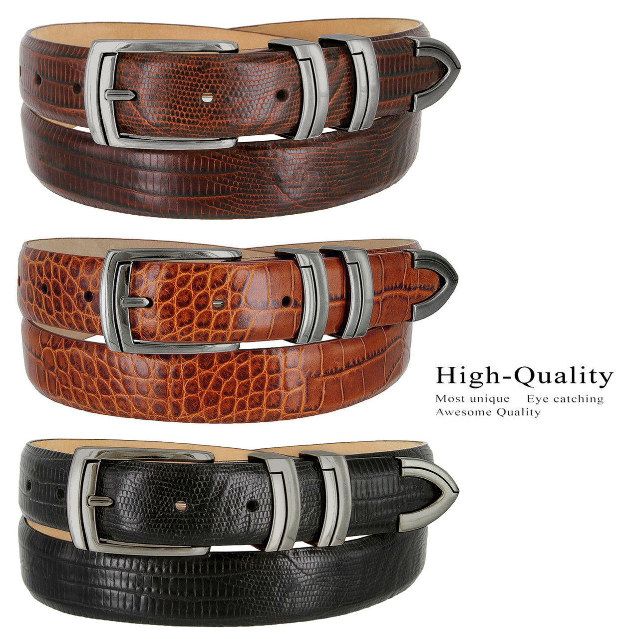 8191 Gun Italian Calfskin Genuine Leather Designer Golf Dress Belt