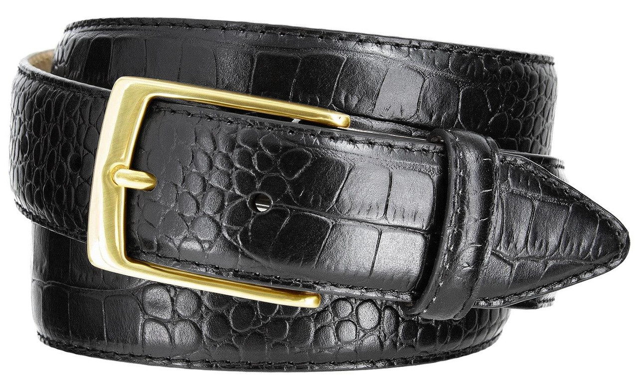 Adam Gold Men's Genuine Italian Calfskin Leather Dress Belt 1-1/8