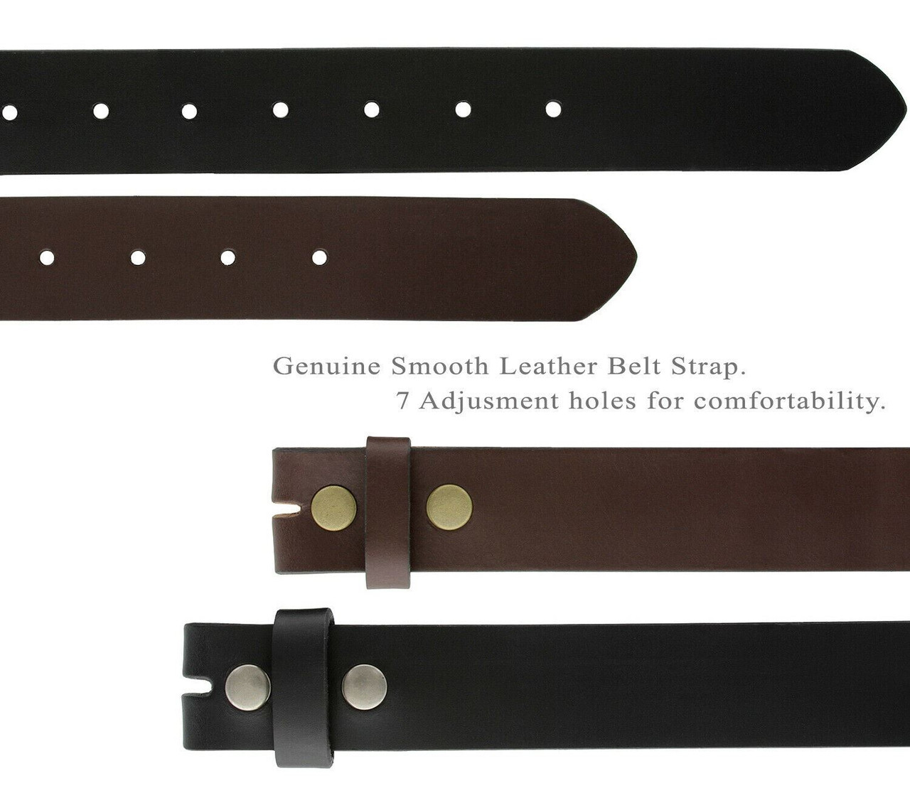 BS1050-32 Genuine Full Grain Leather Belt Strap with Snaps on 1-1