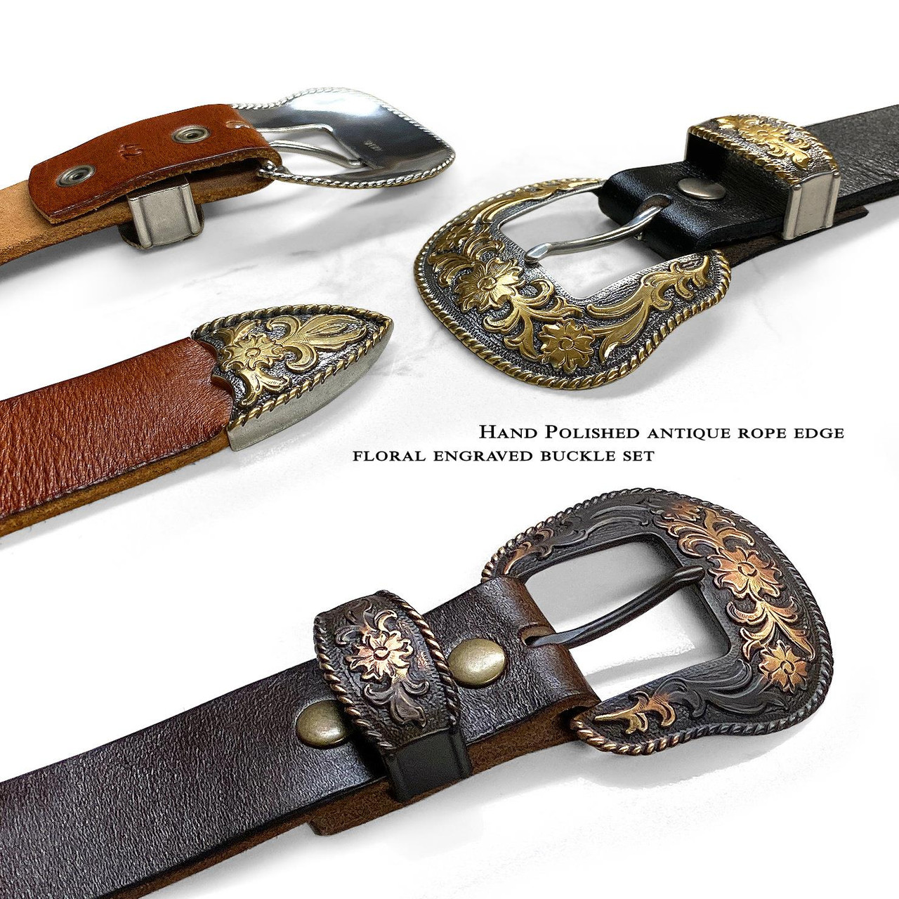  SARDFXUL Cowboy Belts For Men Western Big Buckle Engraved  Flower Buckle Belt Leather Belt Vintage Western Belt Jeans Belt : Clothing