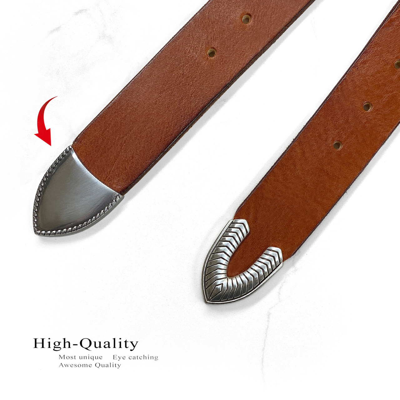 Vtg Mt High buckle brown leather belt The Site Manager Distressed Brown Leather Belt | Heavy Duty main image 2
