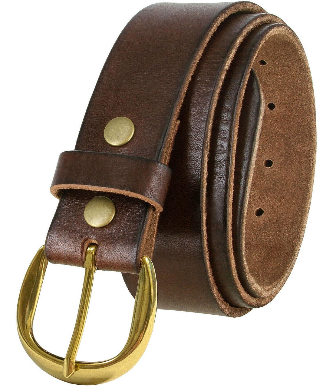 Solid Brass Buckle Genuine Full Grain Leather Casual Jean Belt 1-1