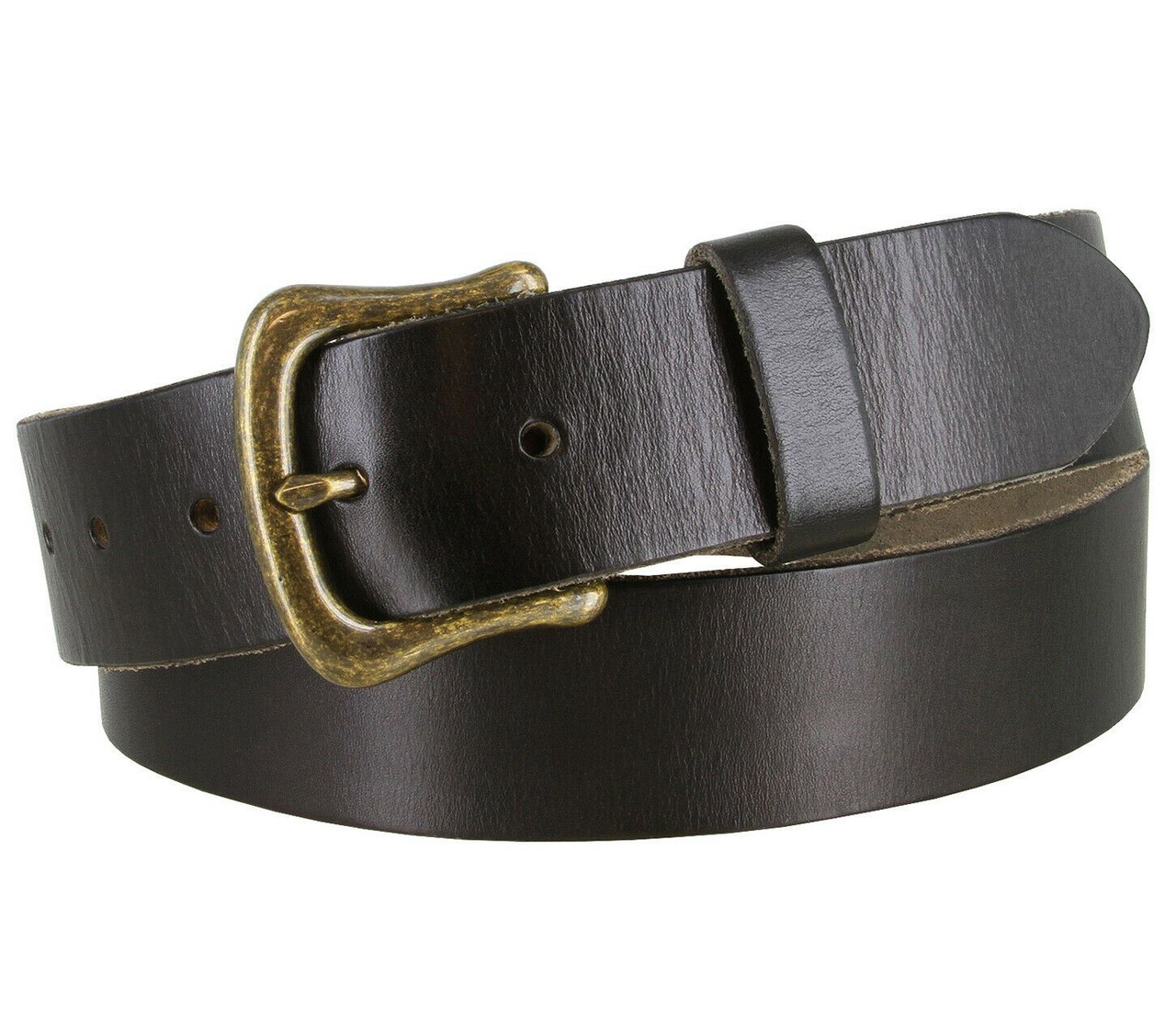 Solid Brass Vintage Buckle Genuine Full Grain Leather Casual Jean