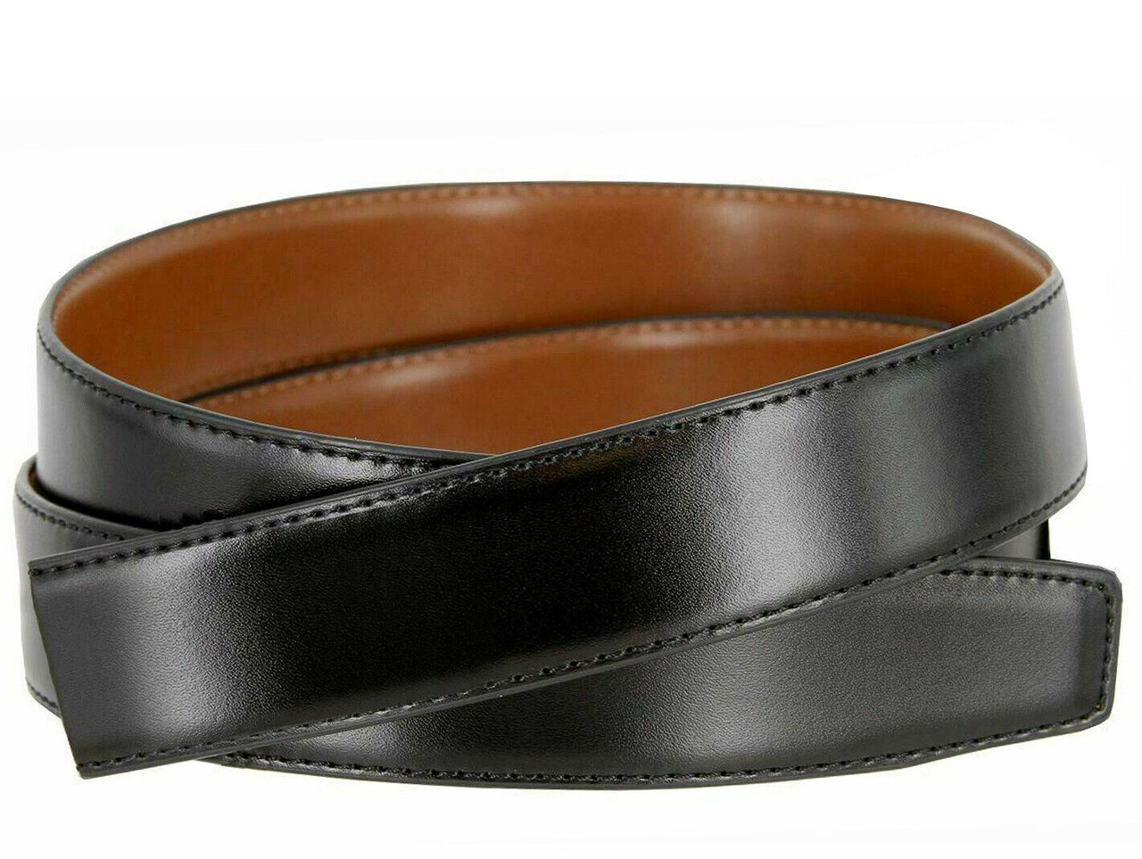 160506 Reversible Belt Strap Without Buckle Replacement Genuine Leather  Dress Belt Strap, 1-1/4(32mm) wide (Black/Tan)