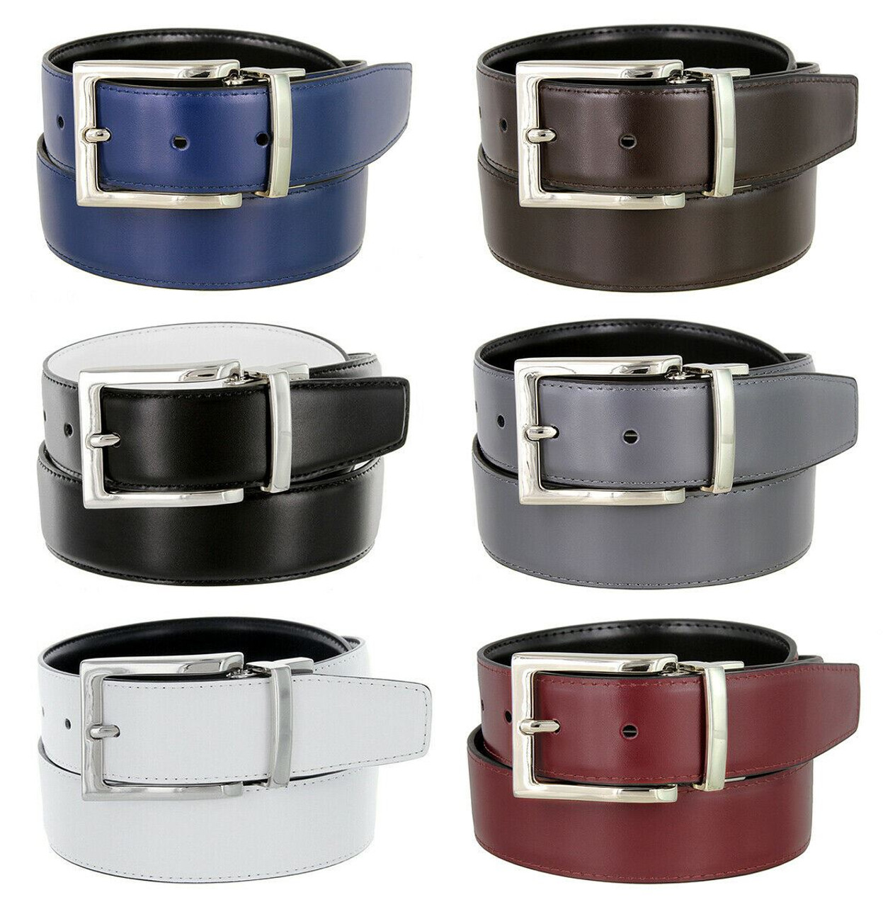 Men's Reversible Belt Genuine Leather Dress Casual Belt 1-3/8(35mm) Wide 