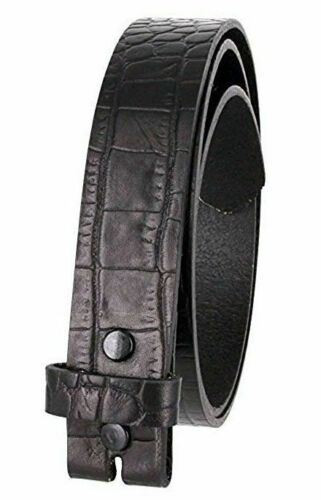 Crocodile Embossed One Piece Full Leather Belt Strap with Snaps on