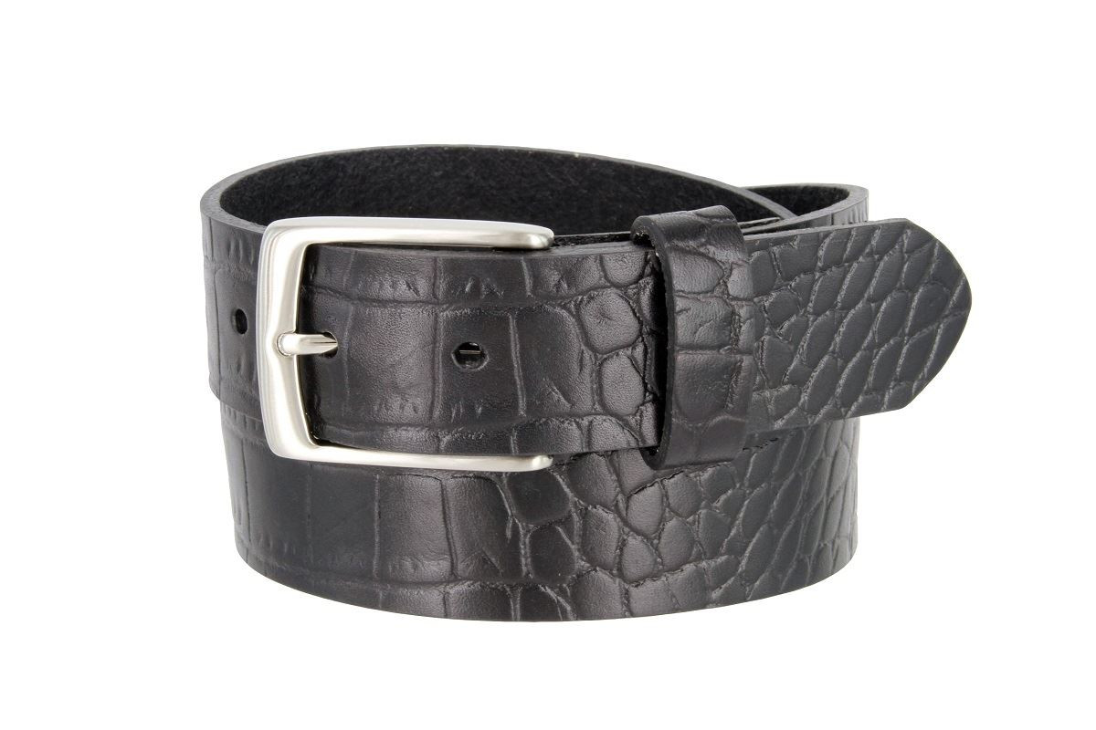 Classic Solid Brass Buckle Crocodile Embossed One Piece Full