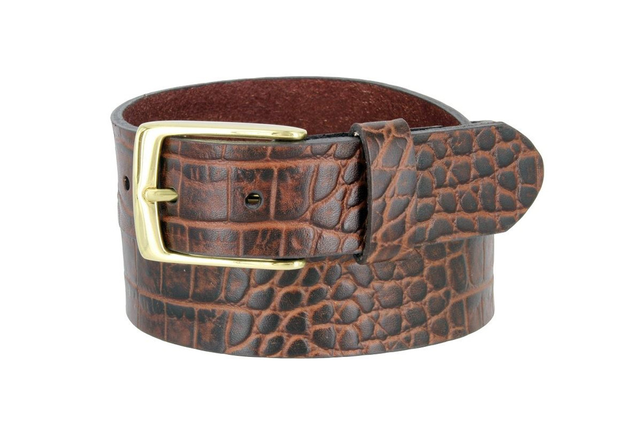 Genuine crocodile leather belt, Men's belt, Alligator brown belt,  47" long 120cm