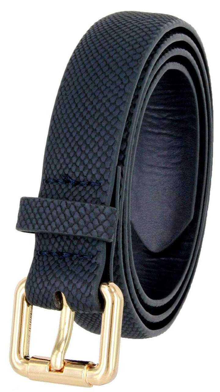 Fronhofer Skinny Leather Women's Belt, 2 cm / 0.78 in, Gold Buckle