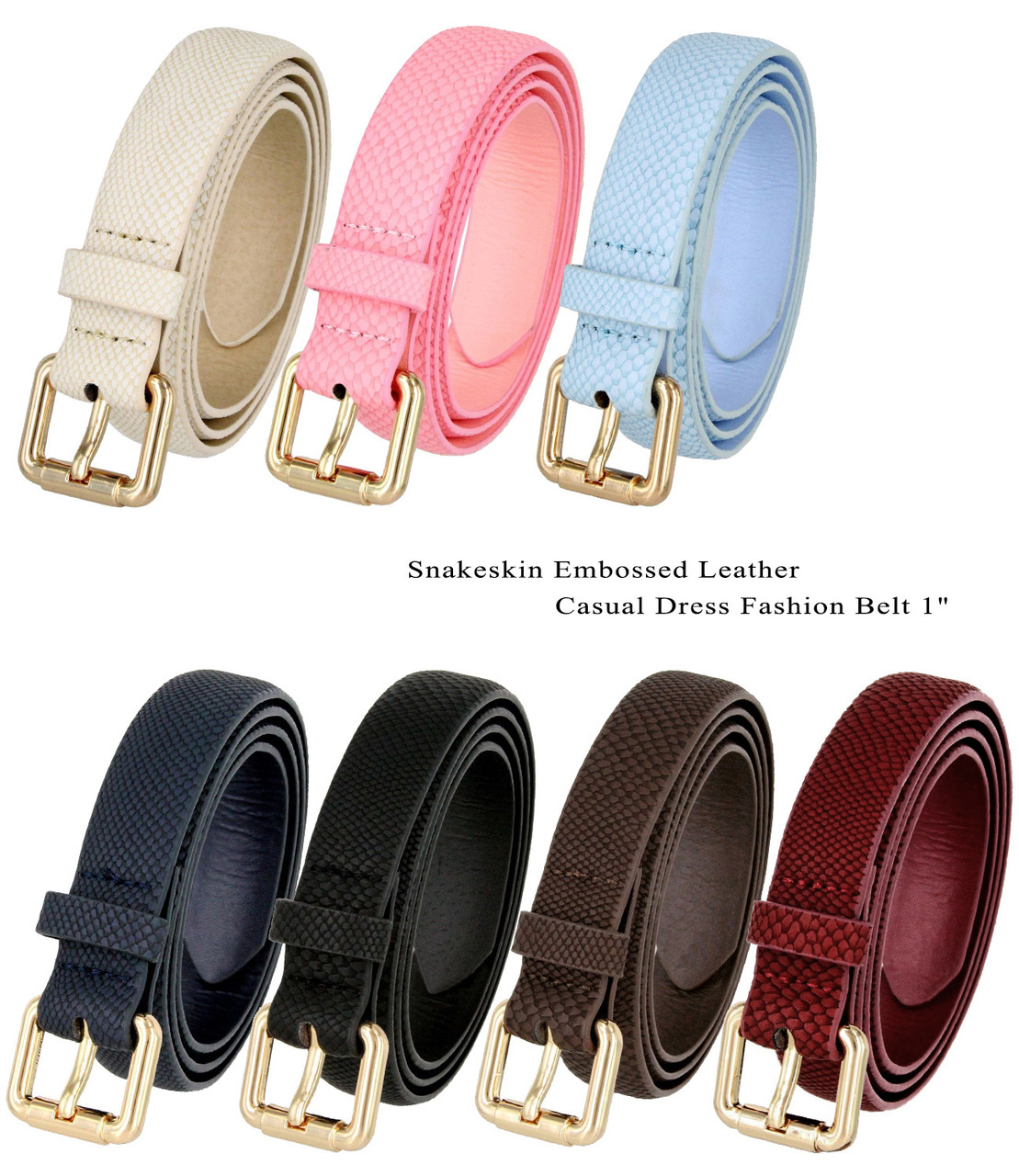 188 Women's Belts Ladies Fashion Skinny Soft Dress Casual Leather Belt 1-1/8 (30mm) Wide
