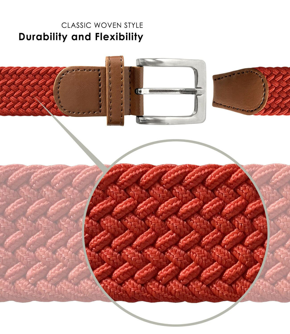 DOOPAI Braided Stretch Belt for Men, Elastic Woven Belt, casual Fabric Golf  Belt, 1 3/8 for golf pants jeans, Gift Box, Single belt with Gift Box