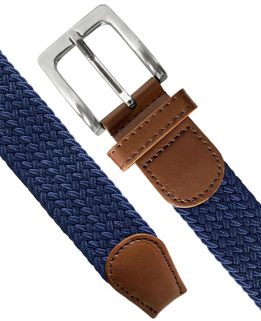 Key-Bridge Mens Braided Leather Belt Woven Belts with Single Prong