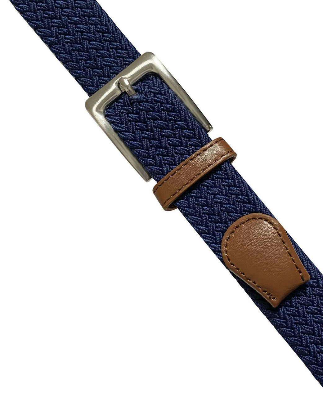 Women's 3 1/4 Wide Tapered Braided Woven High Waist Leather Belt - Navy  Blue - CU11YLI089R