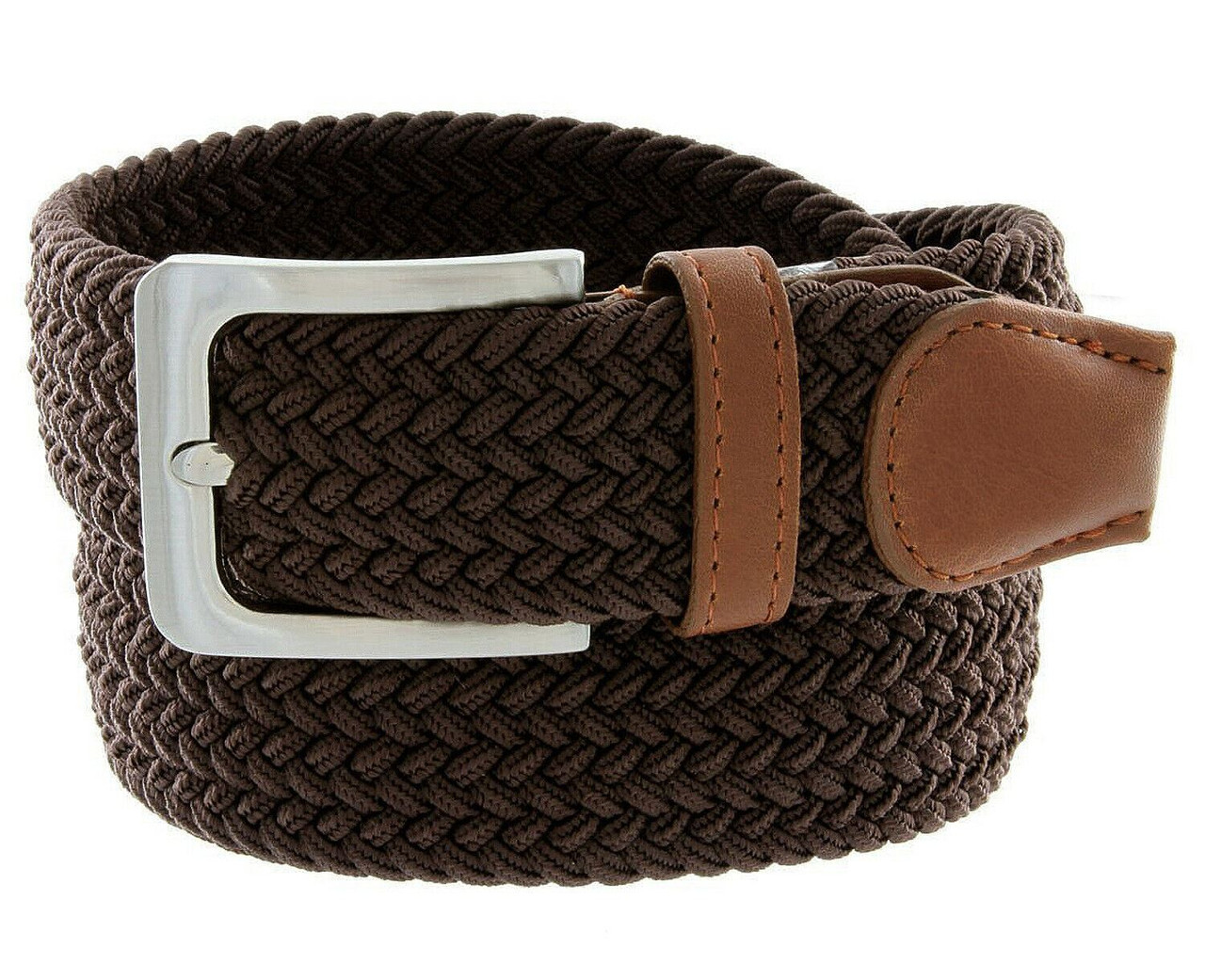 7001G Fabric Leather Braided Elastic Stretch Weave Canvas Fabric Woven Belt  1-3/8 Wide(35mm) Wide