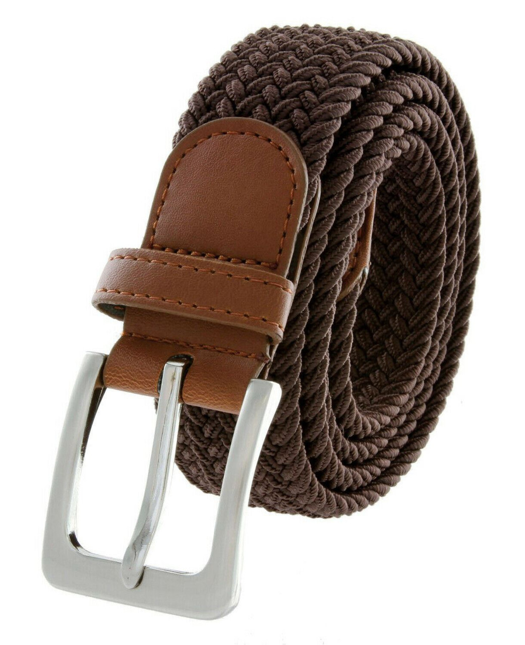 Men's Braided Belts Woven Leather Belts Adjustable Stretch Woven Belt  Handmade Braided Leather Belt with Buckle,Camel,110CM/43.3