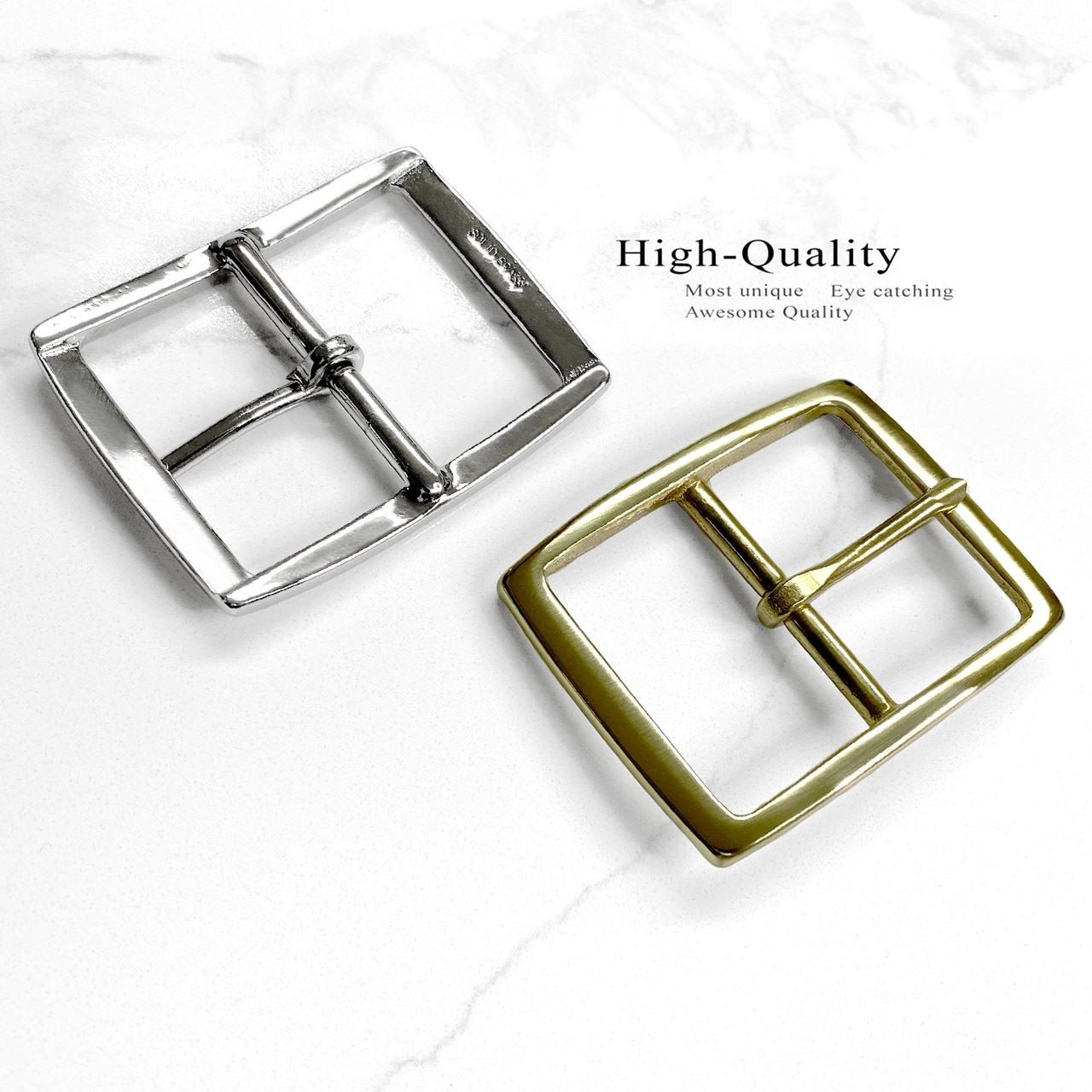 S002B Rectangle Buckle Solid Brass Buckle Center Bar Single Prong
