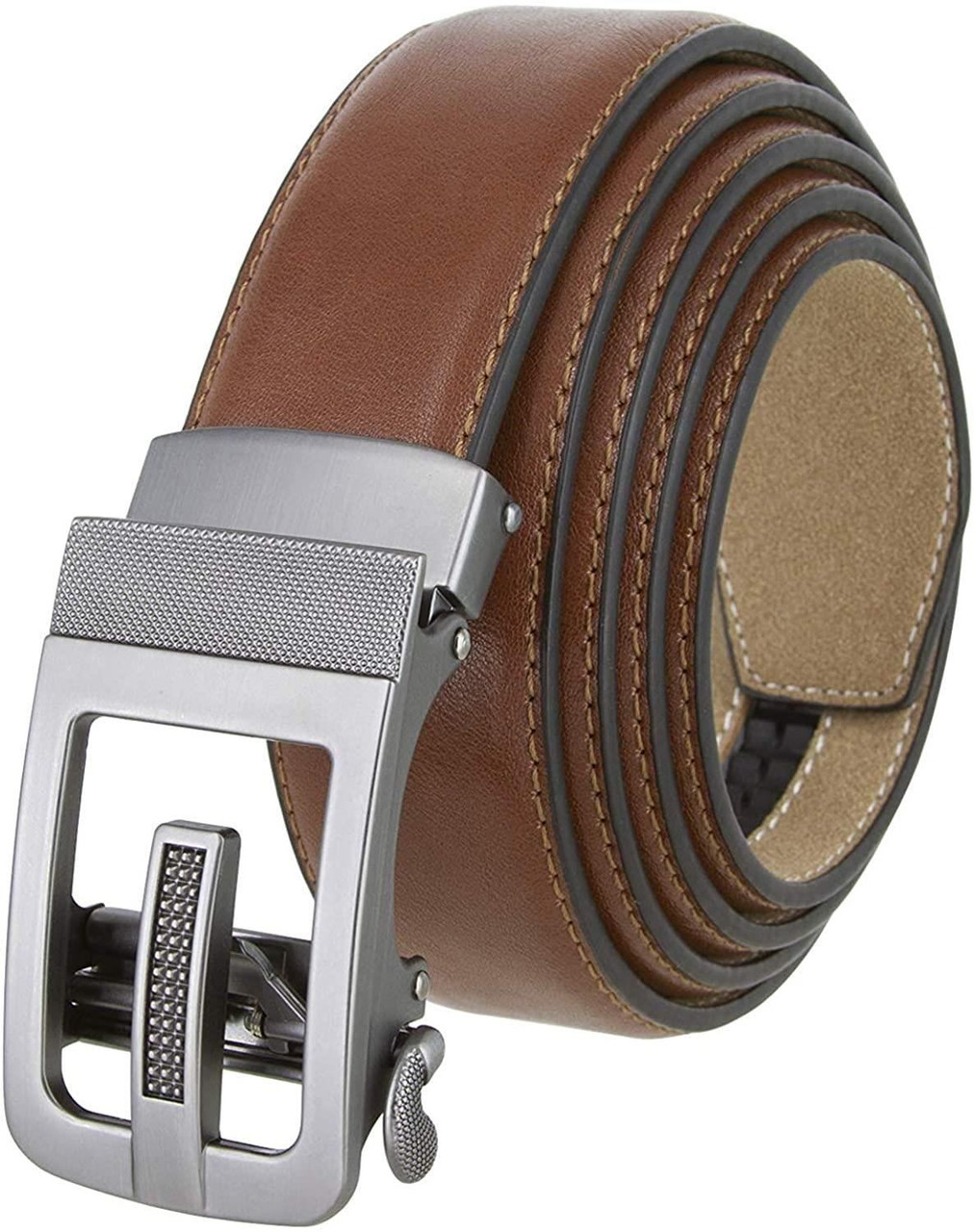 352063 Men's Slide Ratchet Belt Leather Casual Dress Belt 1-3/8