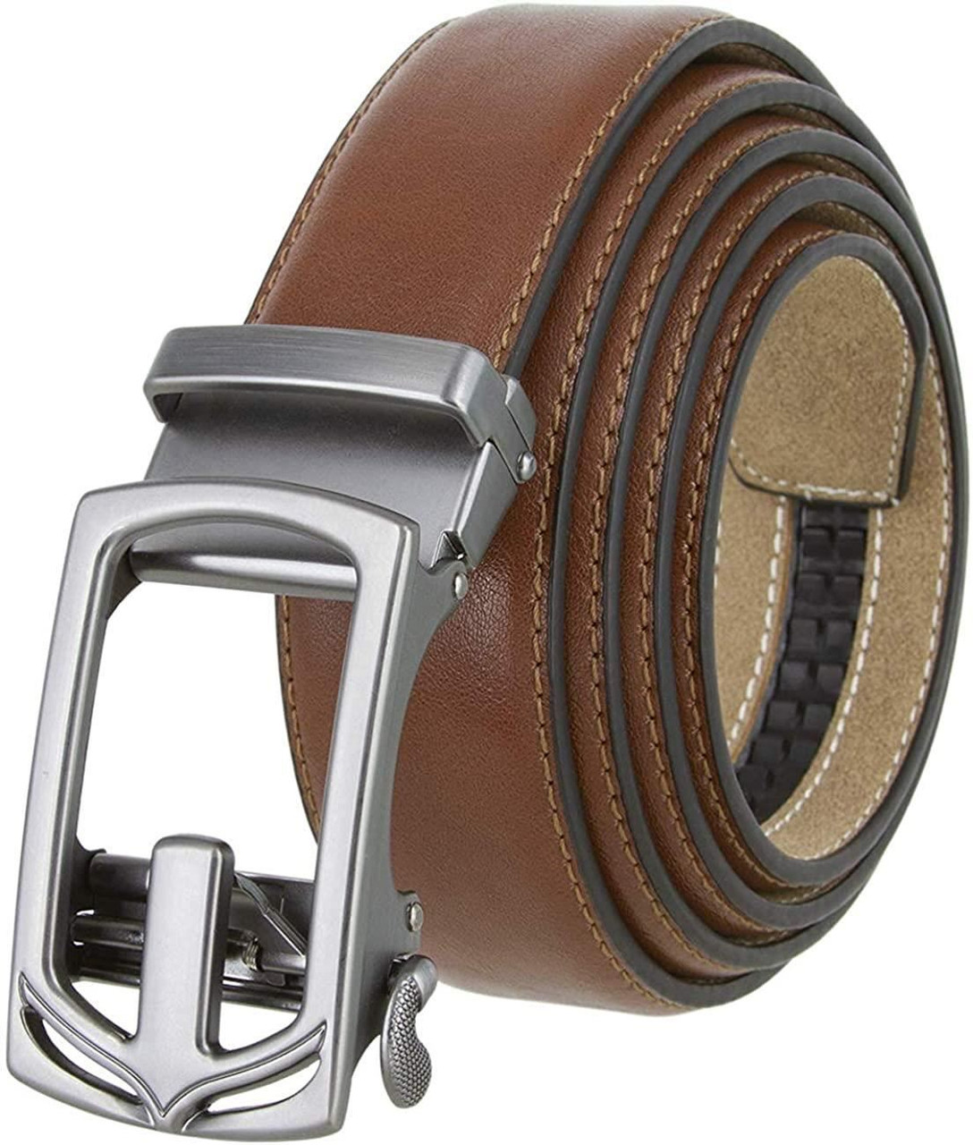 352064 Men's Slide Ratchet Belt Leather Casual Dress Belt 1-3/8