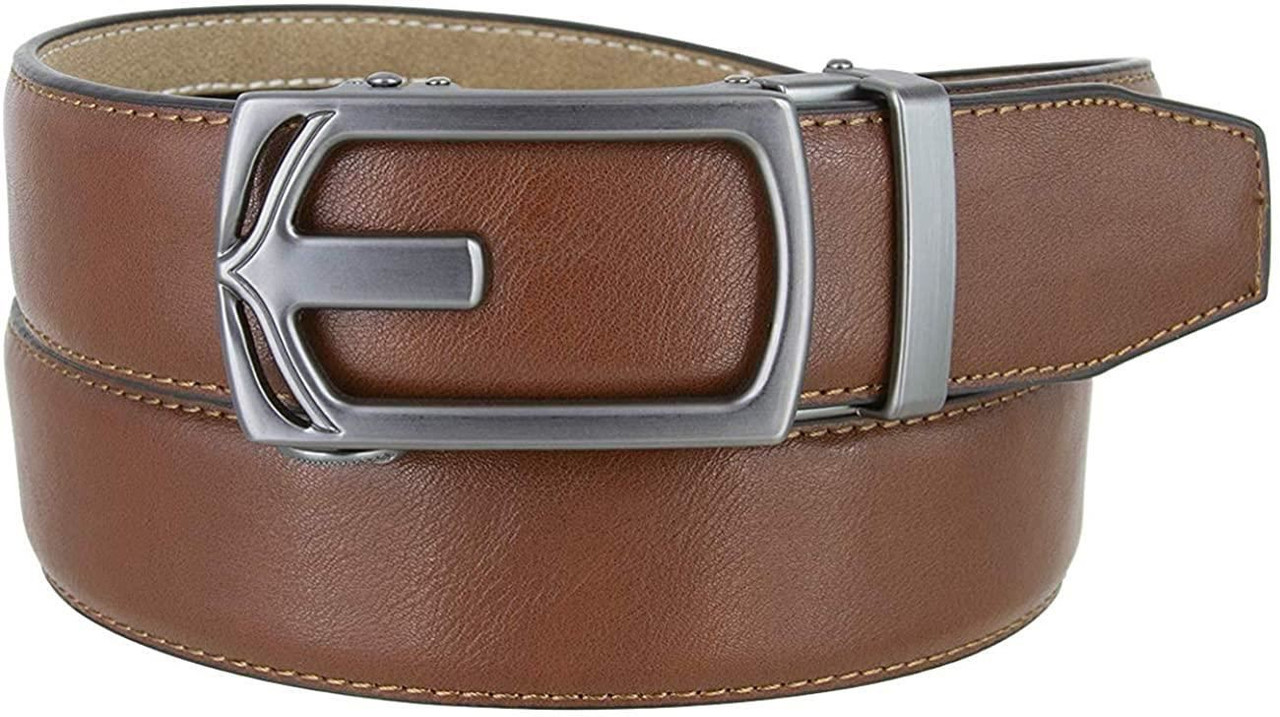 352064 Men's Slide Ratchet Belt Leather Casual Dress Belt 1-3/8