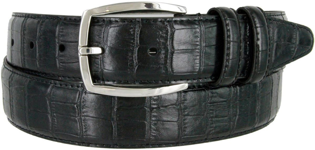 Alligator Embossed Italian Calfskin Leather Dress Casual Belt 1-3