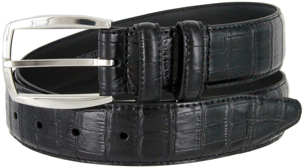 Alligator Embossed Italian Calfskin Leather Dress Casual Belt 1-3