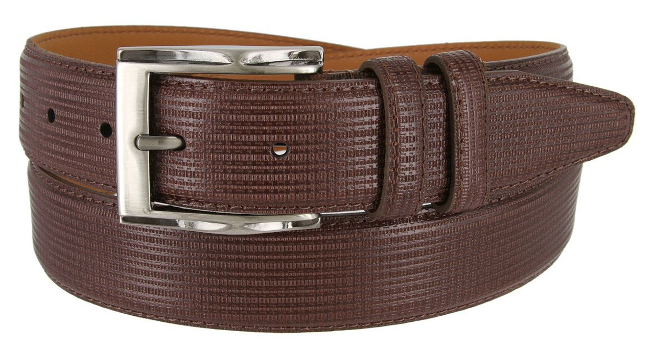 Lejon Made in USA Belt Genuine Embossed Leather Casual Dress Belt  1-3/8