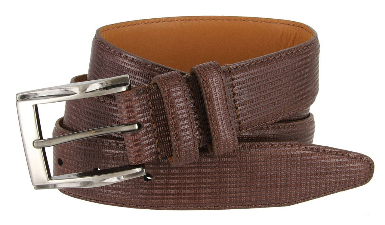 Lejon Made in USA Belt Genuine Embossed Leather Casual Dress Belt  1-3/8