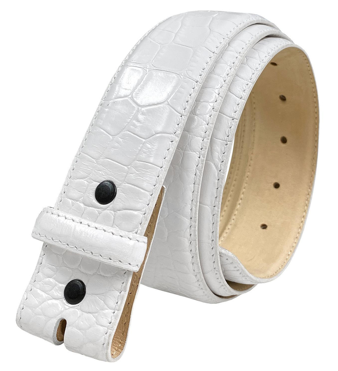 Genuine Full-Grain Cowhide Leather Dress Belt Strap with Snaps 1-1