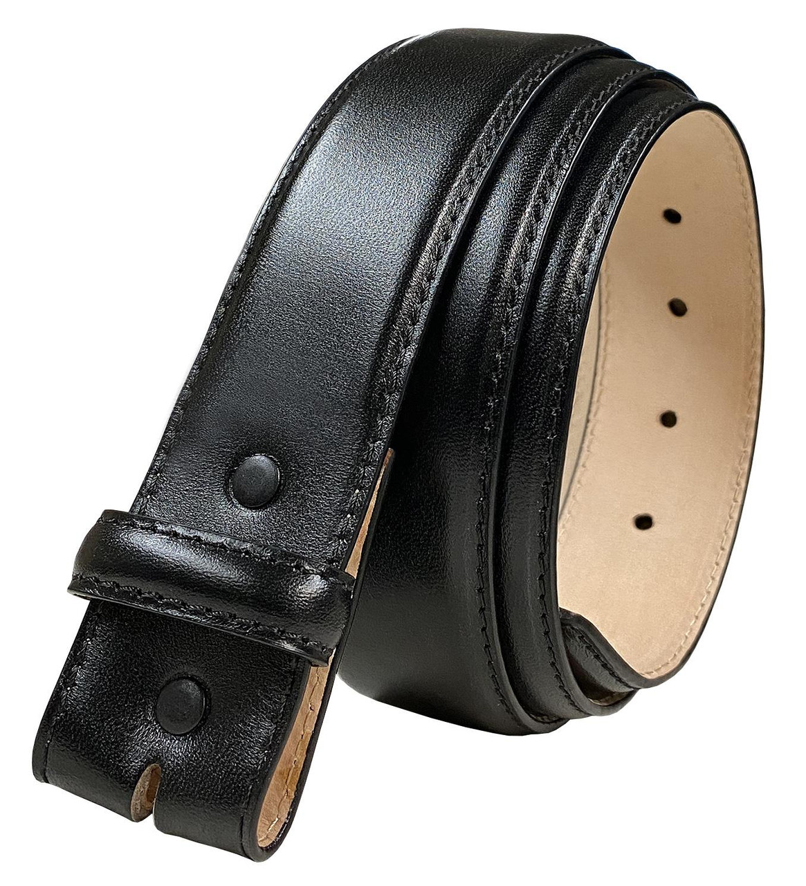 Genuine Full-Grain Cowhide Leather Dress Belt Strap with Snaps 1-1