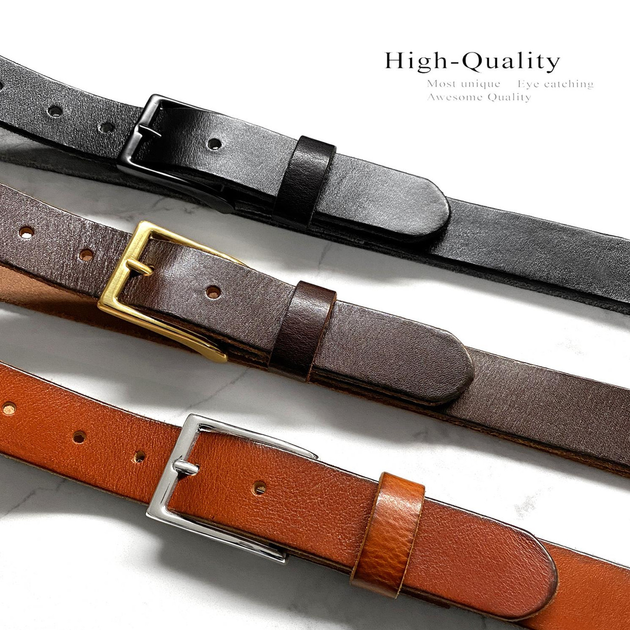 Casual Leather Belt - Brown