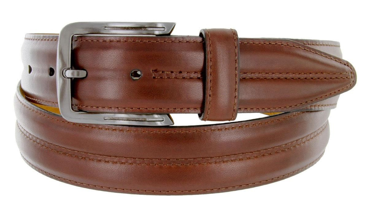 Mens Belt Made in USA Center Club Full Grain Genuine Leather Dress Belt  1-3/8