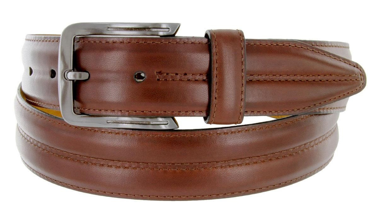 Costyle Mens Genuine Leather Belt Belts With Classic Silver Buckle, Brown 