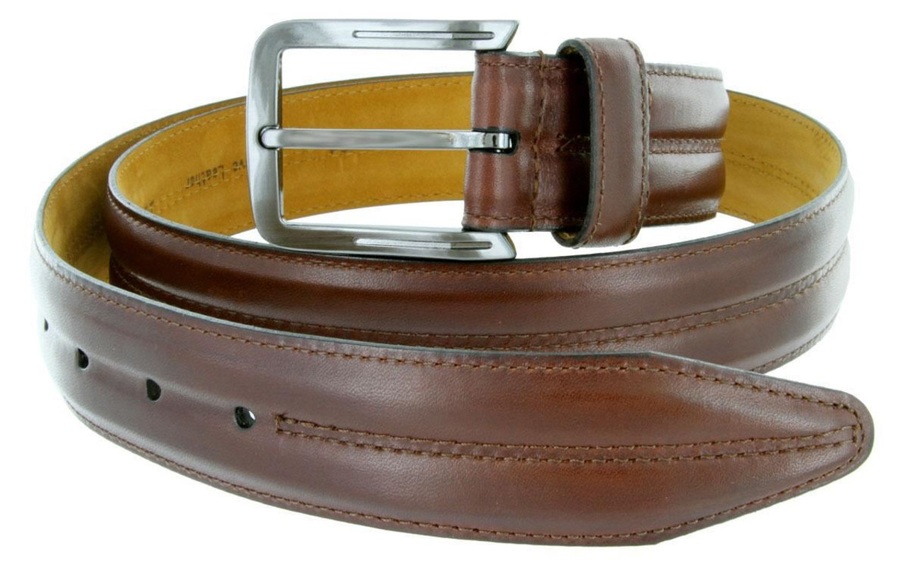 Mens Belt Made in USA Center Club Full Grain Genuine Leather Dress Belt  1-3/8