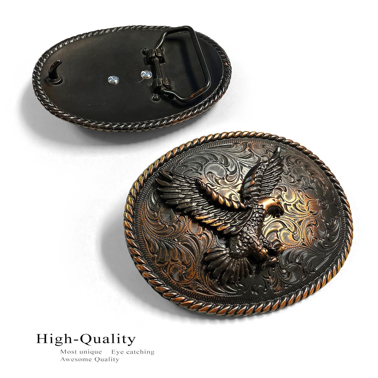 Western Copper Color American Eagle Engraved Belt Buckle Fits 1-1/2(38mm)  Belt 