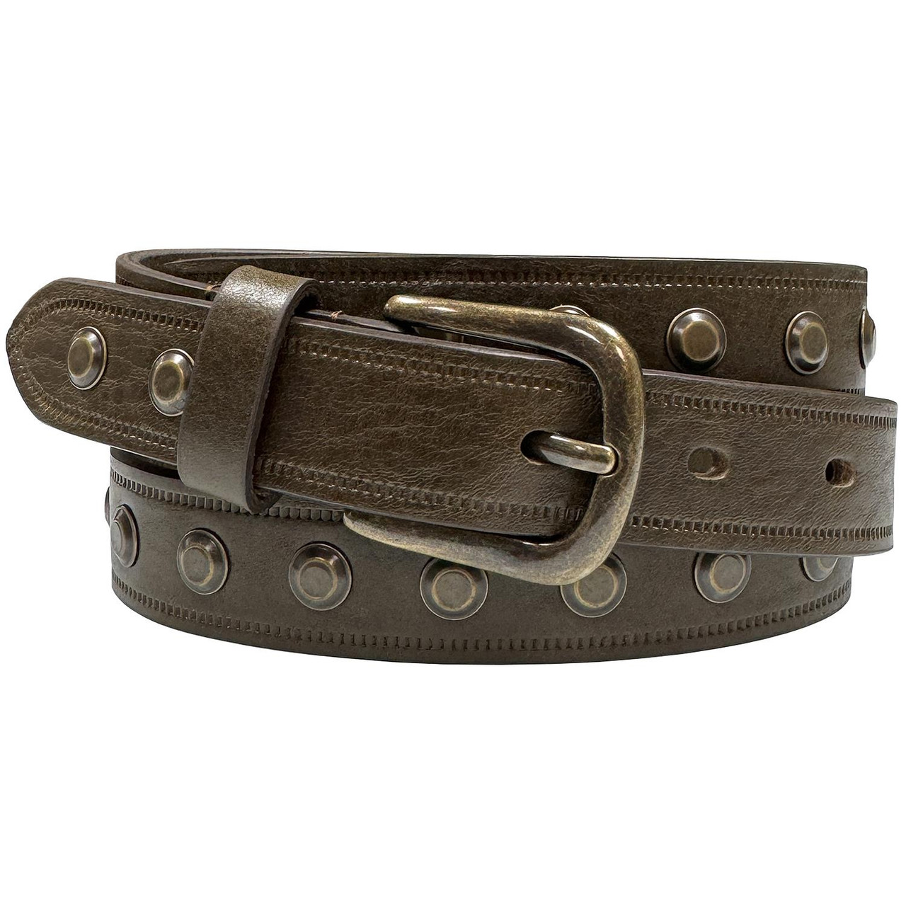 One Piece 100% Genuine Leather Belts for Women Studded Punk Dress