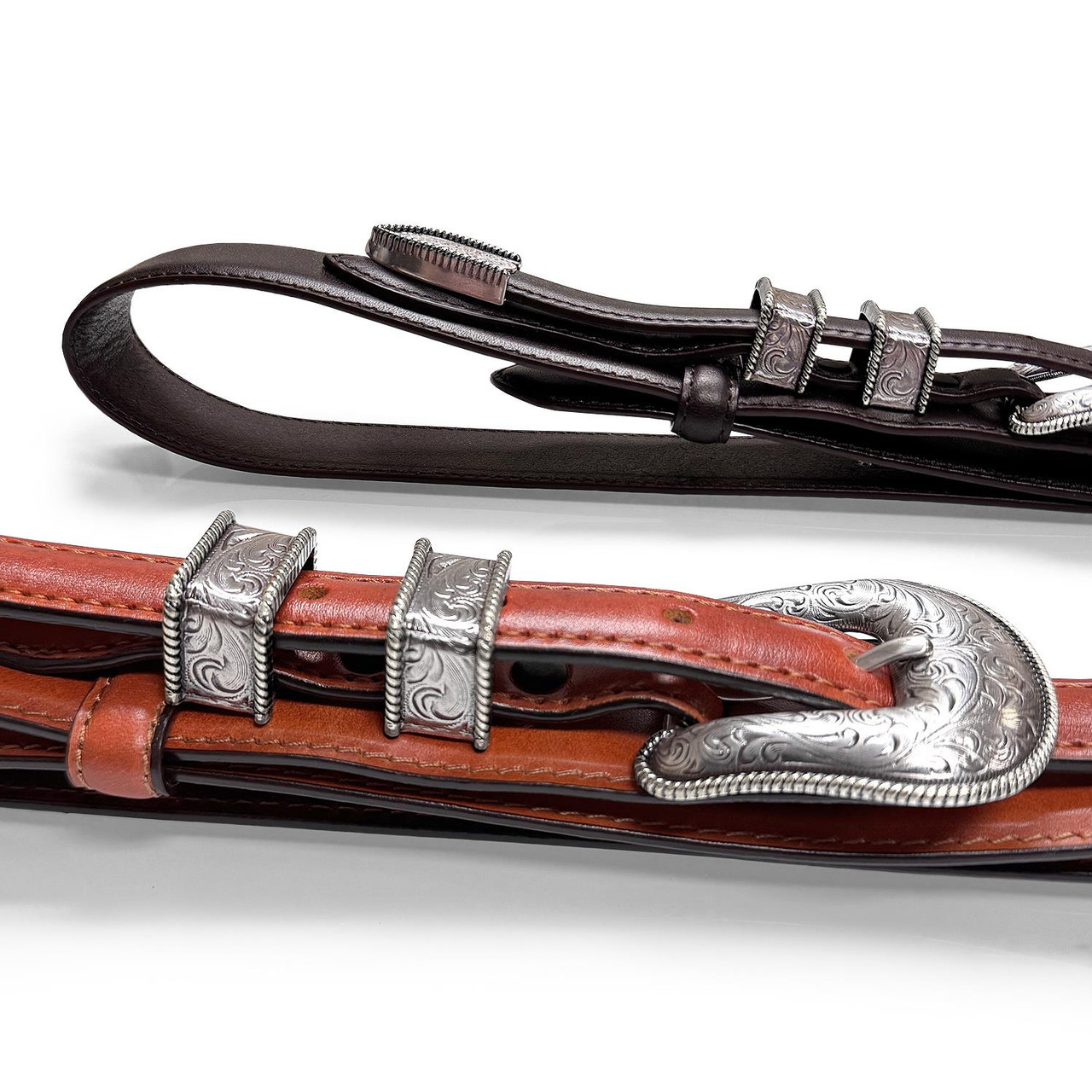 LEATHEROCK Vintage leather and cowhide belt Western Ranger Belt Antique Engraved Buckle Set Oil Tanned  main image 3