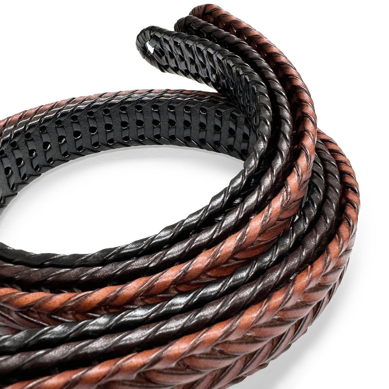 Men's Braided Belt Genuine Leather Woven Casual Dress Belt 1-3/8