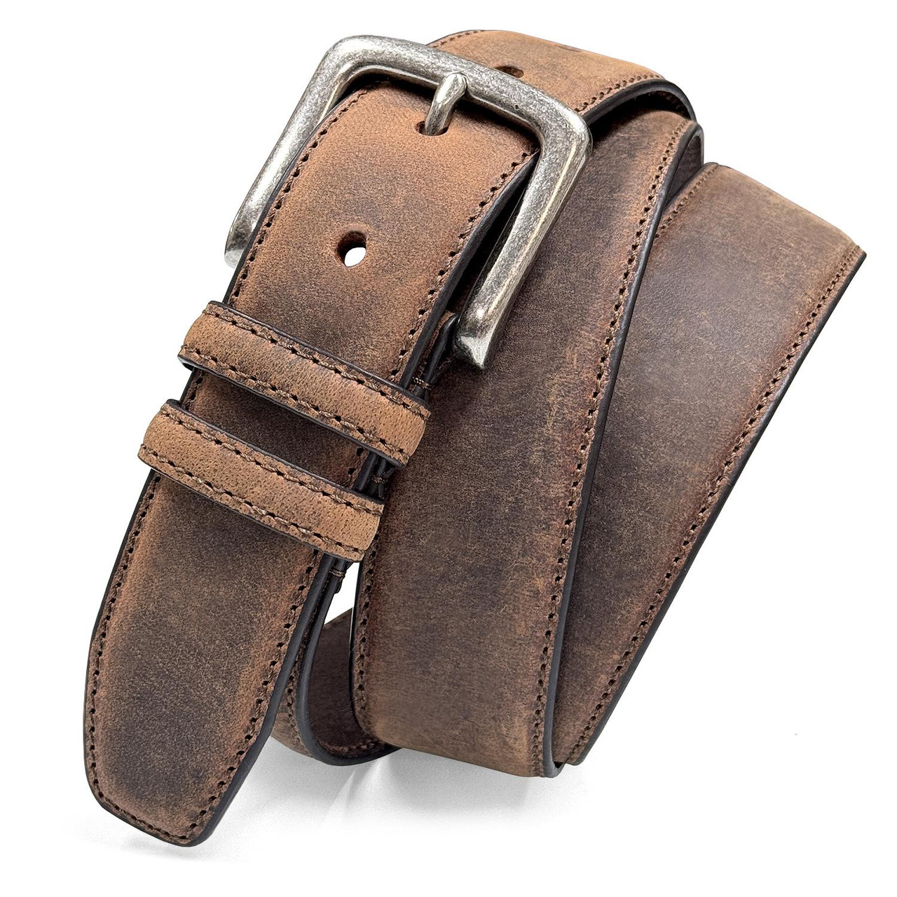 Men's Belt Crazy Horse Genuine Leather Casual Jean Belt 1-3/8