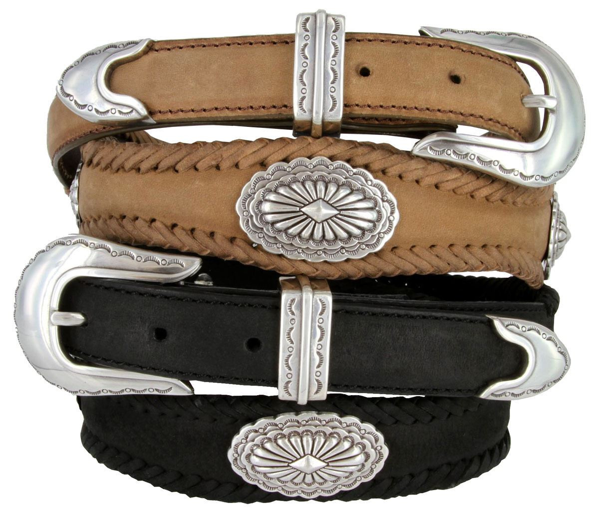 Arizona Southwestern Conchos Crazy Horse Scalloped Genuine Leather