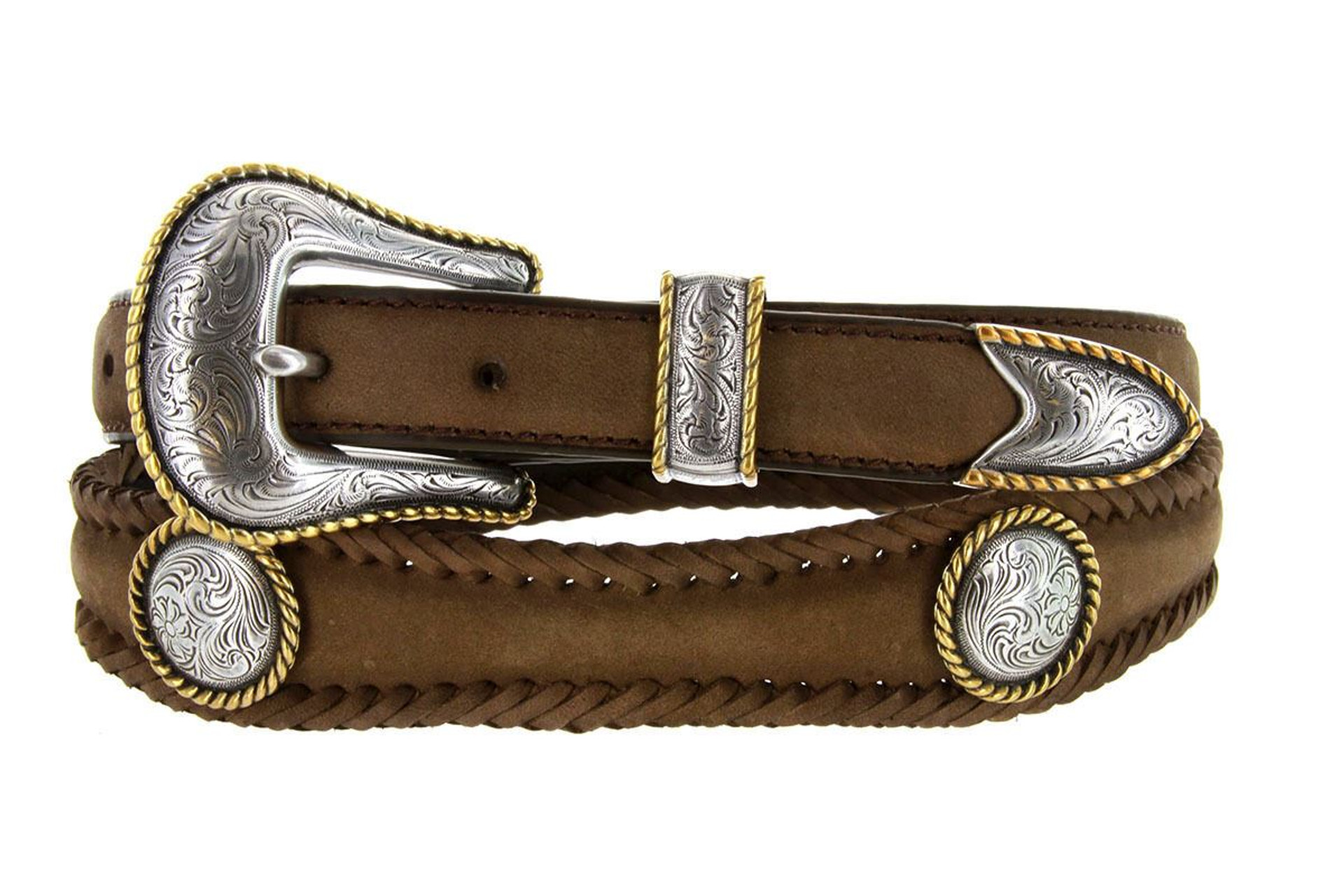 Baron Gold Rope Edge Conchos Crazy Horse Scalloped Genuine Leather ...