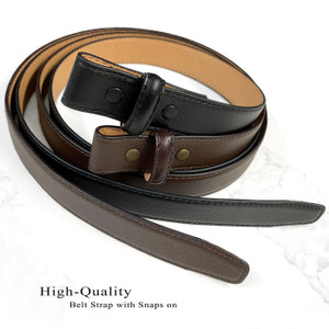 BS19091 Belt Strap For Pressure Buckle "No Holes" Replacement Genuine Leather Dress Belt Strap 1"(25mm) Wide