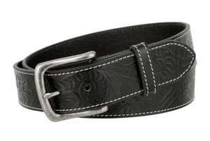 Antique Buckle Genuine Full Grain Western Floral Engraved Tooled Leather Belt 1-1/2"(38mm) Wide