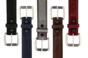 Antique Roller Buckle Genuine Leather Casual Suede Belt 1-3/8"(35mm) Wide