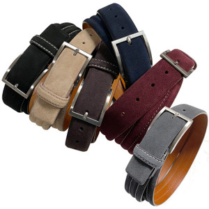 BS110 Men's Suede Belt Genuine Leather Casual Dress Belt 1-3/8"(35mm) Wide