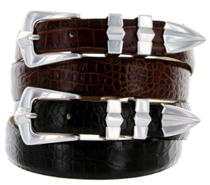 Art Deco Genuine Full-Grain Cowhide Leather Designer Dress Belt