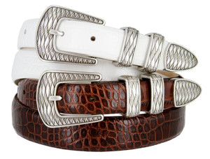 Art Deco Genuine Full-Grain Cowhide Leather Designer Dress Belt – Men's (Italian Style)