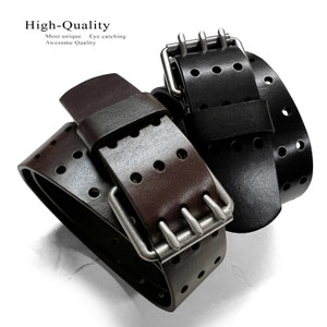 BS200 Roller Punk Three Hole Genuine Full Grain One Piece Leather Casual Jean Belt 1-3/4"(45mm) Wide