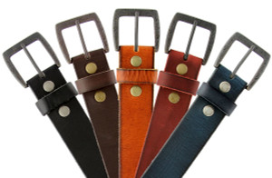 Vintage Buckle Belt Genuine Full Grain Leather Casual Jean Belt  1-1/2"(38mm) Wide